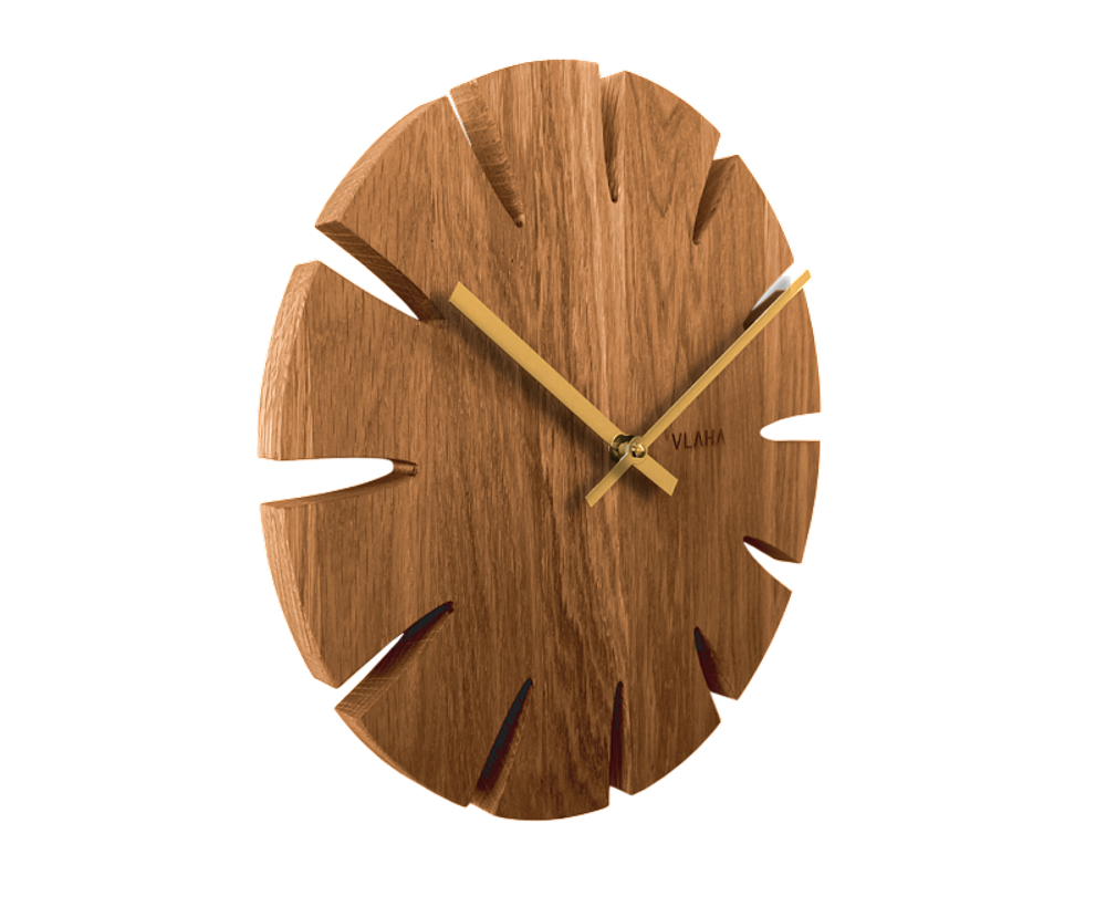 VLAHA Dubové hodiny VLAHA vyrobené v Čechách VLAHA VCT1014 stříbrné ručky s vůní dub. dřeva