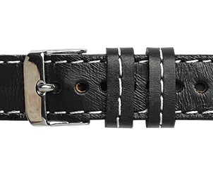 Kvalitní náhradní řemínek na hodinky Mavex H-5 B - černý, bíle prošívaný 24 mm