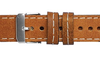 Kvalitní náhradní řemínek na hodinky Mavex H-5 F - světle hnědý, bíle prošívaný 26 mm