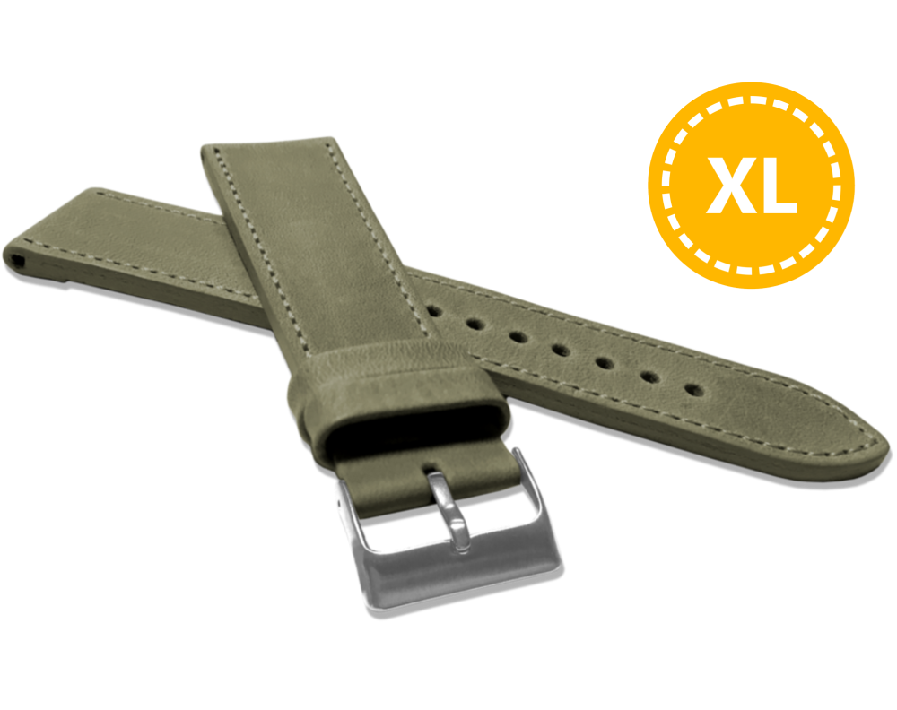 XL Prodloužený prošitý olivově zelený řemínek LAVVU SPORT z luxusní kůže Top Grain - 20 XL LSAXG20