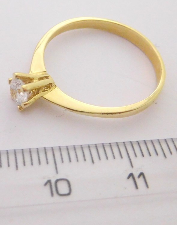 Klenoty Budín Zásnubní zlatý prsten s centrálním zirkonem 585/1,79gr vel. 54 H1063