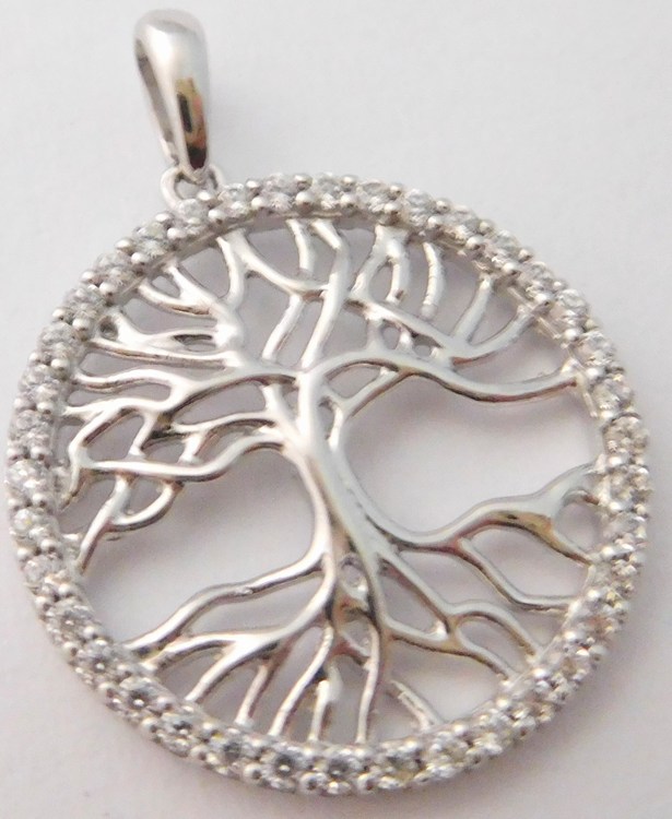 Klenoty Budín Zlatý gravírovaný strom života posetý v kruhu čirými zirkony 585/1,77gr HK3022