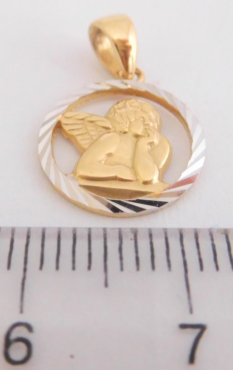 Klenoty Budín Zlatý gravírovaný andělíček z bílého a žlutého zlata 585/0,83gr HK3049