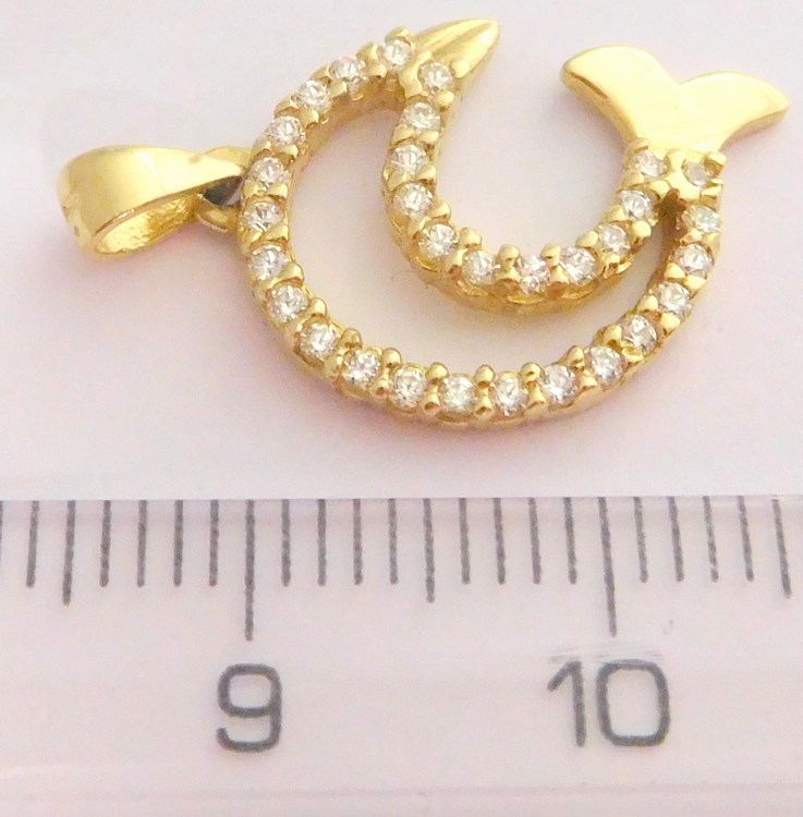 Klenoty Budín Zlatý přívěsek - zlatý delfín posetý zirkony 585/1,55gr HK3045