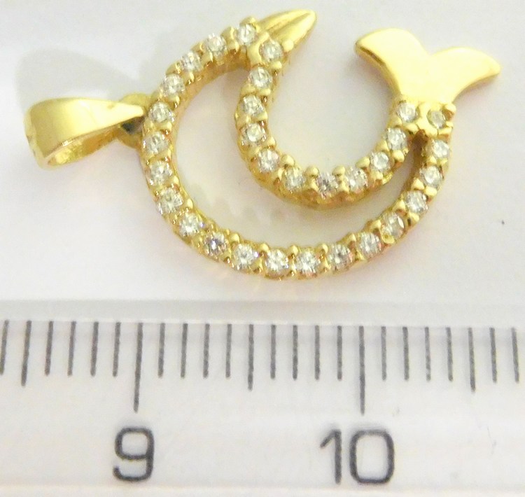 Klenoty Budín Zlatý přívěsek - zlatý delfín posetý zirkony 585/1,55gr HK3045