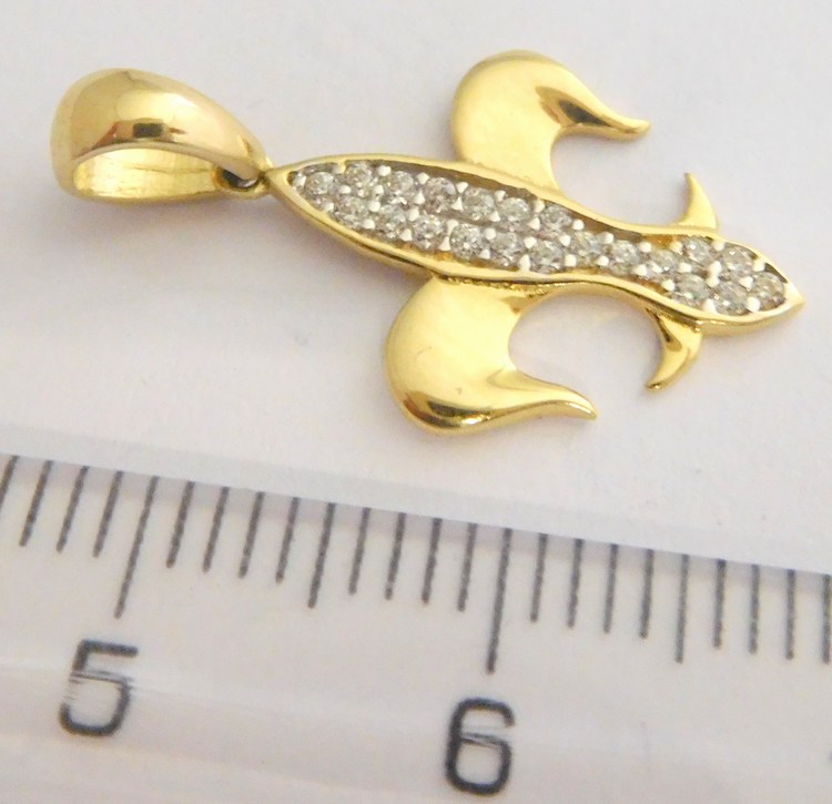 Klenoty Budín Zlatý přívěsek ze žlutého zlata se zirkony 585/1,0gr HK3042