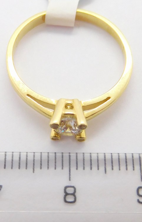 Klenoty Budín Krásný mohutný zásnubní zlatý prsten se zirkonem 585/1,97gr vel. 54 HK1003