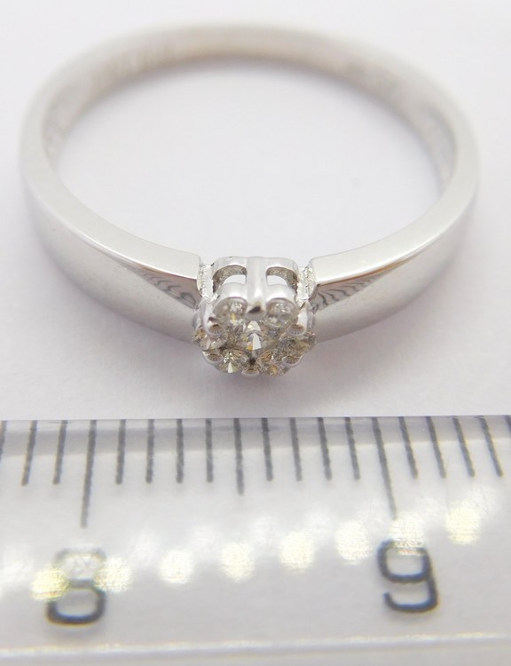 Klenoty Budín Diamantový zásnubní zlatý prsten z bílého zlata vel. 57 585/2,00gr 7ks x 0,10CT HKD21