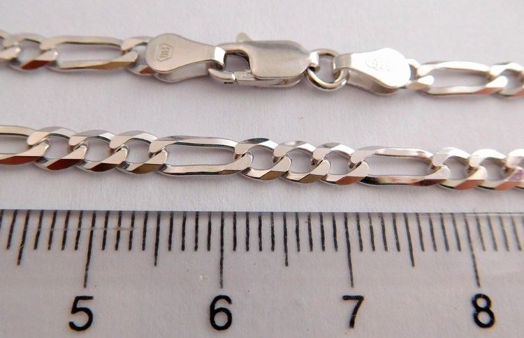 Klenoty Budín Pánský mohutný stříbrný rhodiovaný řetěz (řetízek) 60cm FIGARO šíře3,5mm 925/1000 10,05gr 030239000040