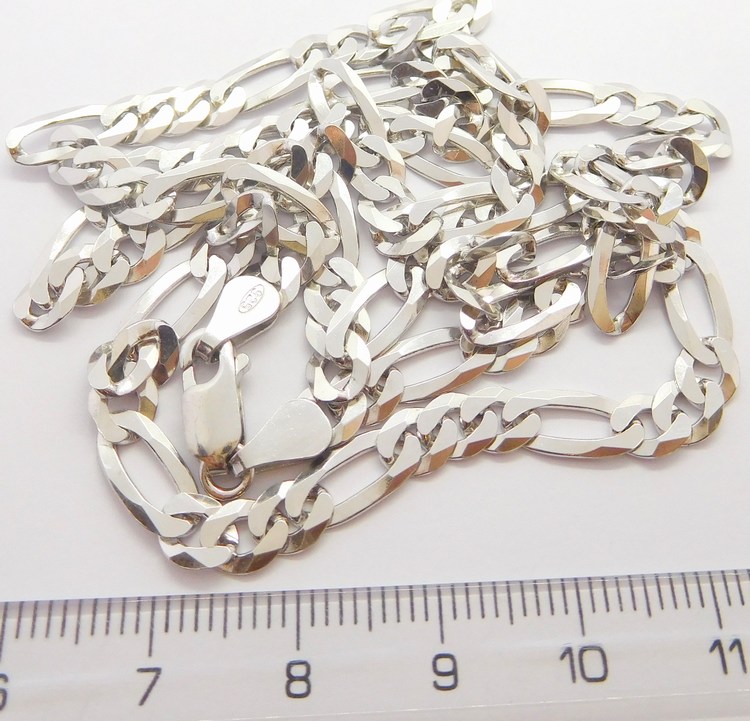 Klenoty Budín Pánský mohutný stříbrný rhodiovaný řetěz (řetízek) 50cm FIGARO šíře 5mm 925/1000 12,13gr 030237900039