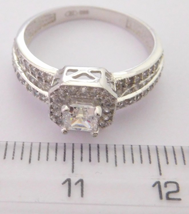 Klenoty Budín Masivní zlatý zásnubní prsten z bílého zlata 585/2,91gr vel.54 HK1043