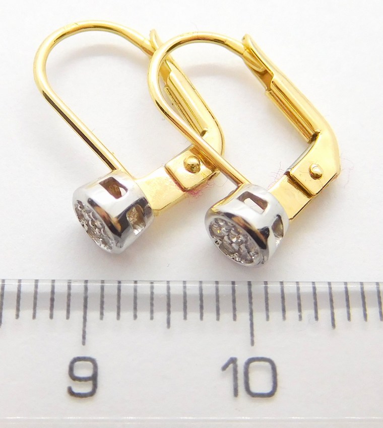 Klenoty Budín Diamantové zlaté náušnice s diamanty (bílé a žluté zlato) 585/1,73gr BO185 HKD29