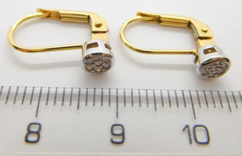 Klenoty Budín Diamantové zlaté náušnice s diamanty (bílé a žluté zlato) 585/1,73gr BO185 HKD29