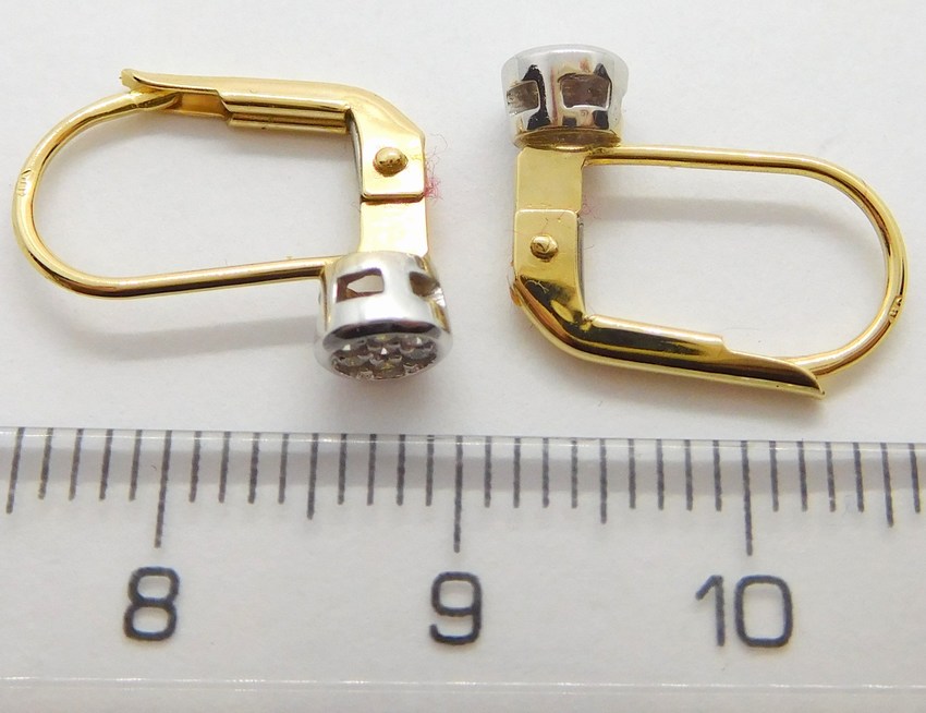 Klenoty Budín Diamantové zlaté náušnice s diamanty (bílé a žluté zlato) 585/1,73gr BO185 HKD29