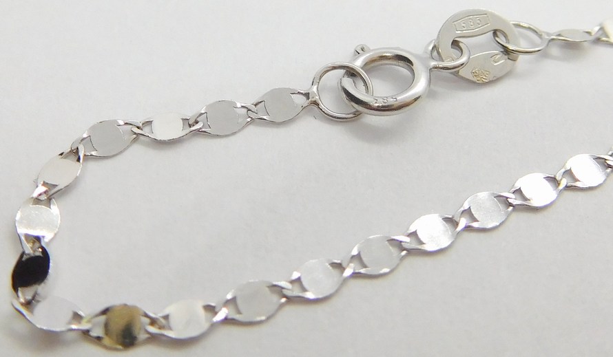 Klenoty Budín Dámský zlatý řetízek z bílého zlata ZRCÁTKA 585/1,28gr 45cm HK6071