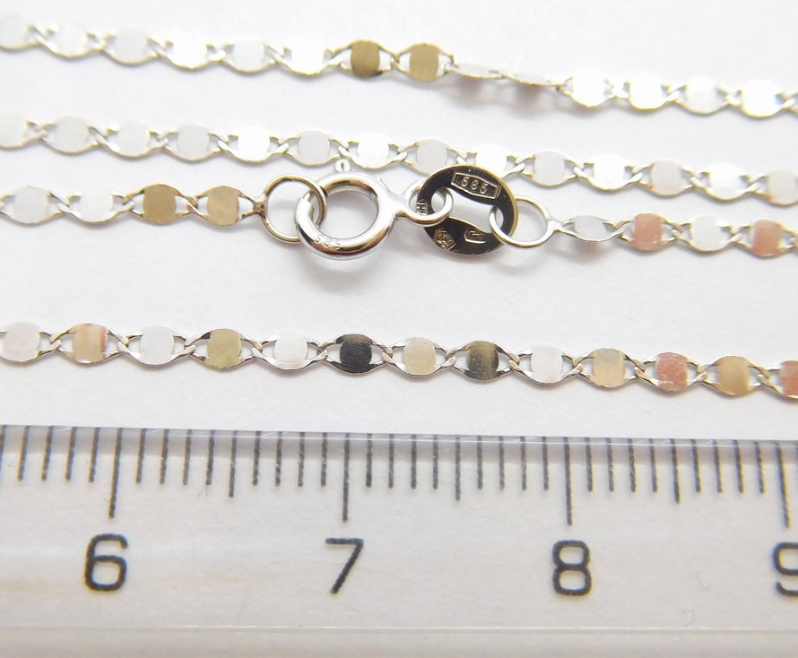 Klenoty Budín Dámský zlatý řetízek z bílého zlata ZRCÁTKA 585/1,28gr 45cm HK6071