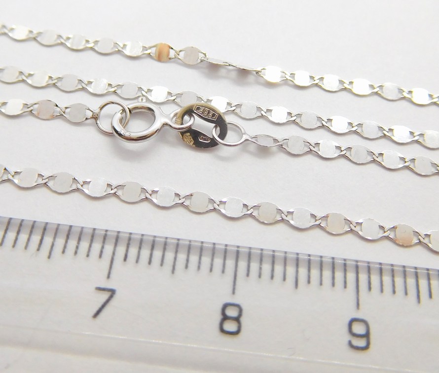 Klenoty Budín Dámský zlatý řetízek z bílého zlata ZRCÁTKA 585/1,28gr 45cm HK6071