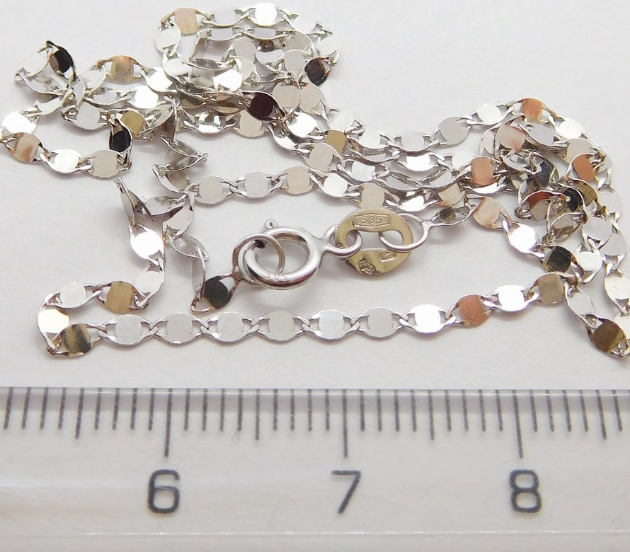 Klenoty Budín Dámský zlatý řetízek z bílého zlata ZRCÁTKA 585/1,28gr 45cm HK6071