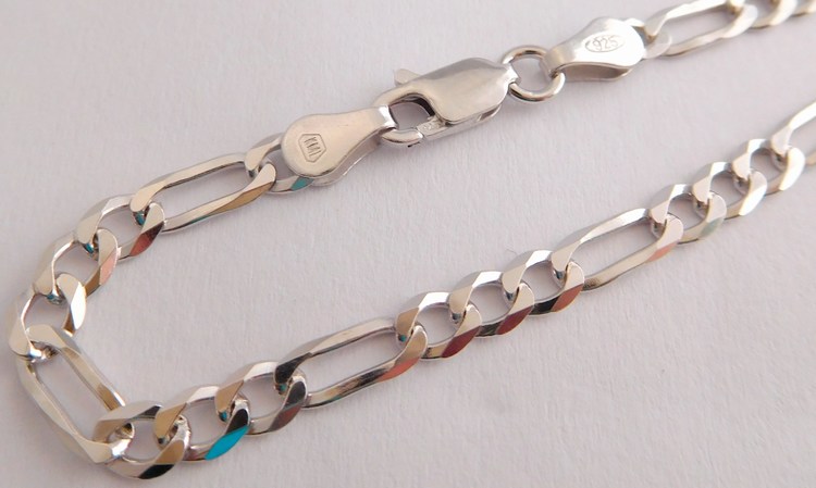 Klenoty Budín Pánský mohutný stříbrný rhodiovaný náramek 21cm FIGARO šíře 3,5mm 925/1000 3,71gr 0302389