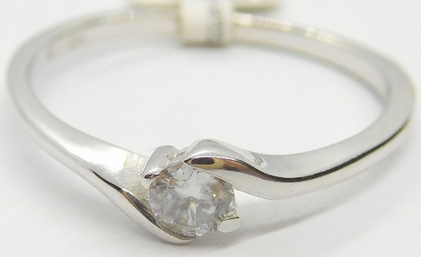 Klenoty Budín Zlatý zásnubní prsten z bílého zlata s velkým zirkonem 585/1,72gr vel.55 6864055