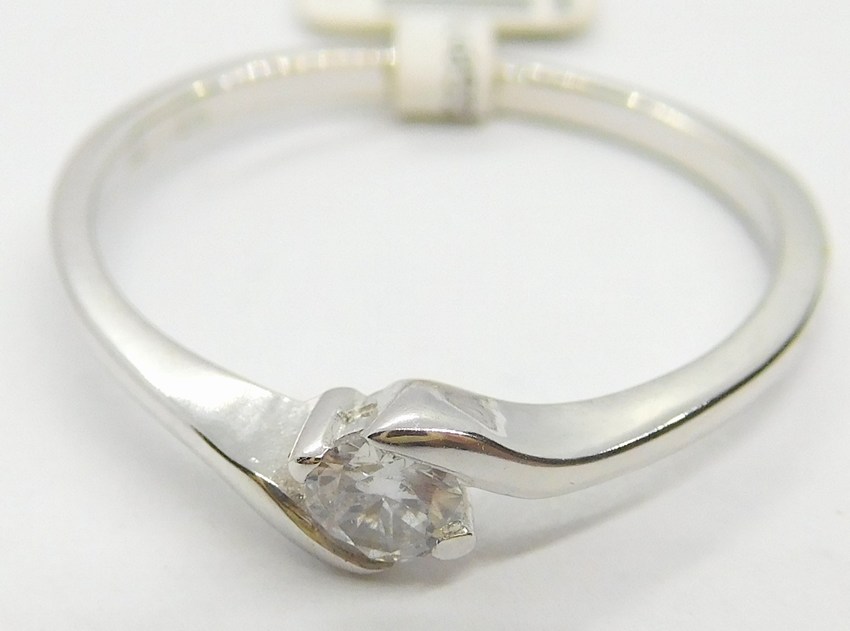 Klenoty Budín Zlatý zásnubní prsten z bílého zlata s velkým zirkonem 585/1,72gr vel.55 6864055