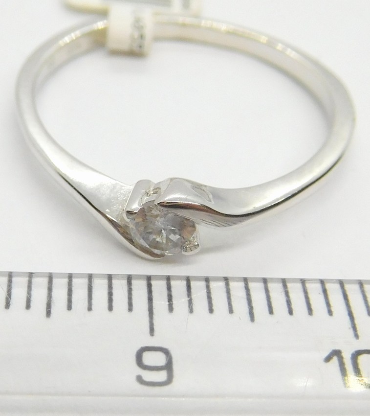 Klenoty Budín Zlatý zásnubní prsten z bílého zlata s velkým zirkonem 585/1,72gr vel.55 6864055