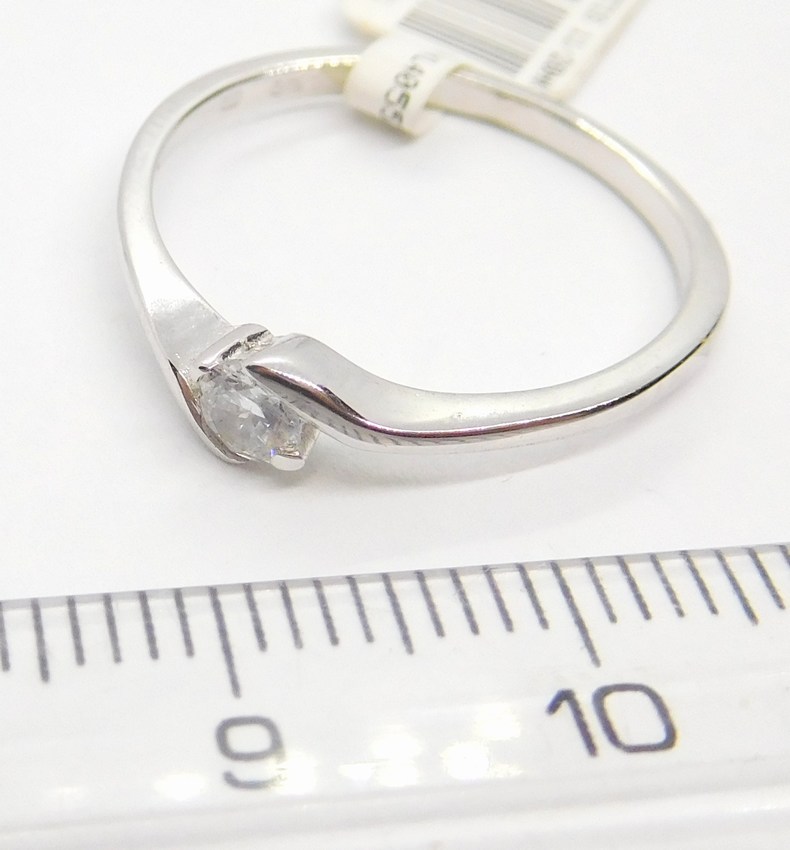 Klenoty Budín Zlatý zásnubní prsten z bílého zlata s velkým zirkonem 585/1,72gr vel.55 6864055