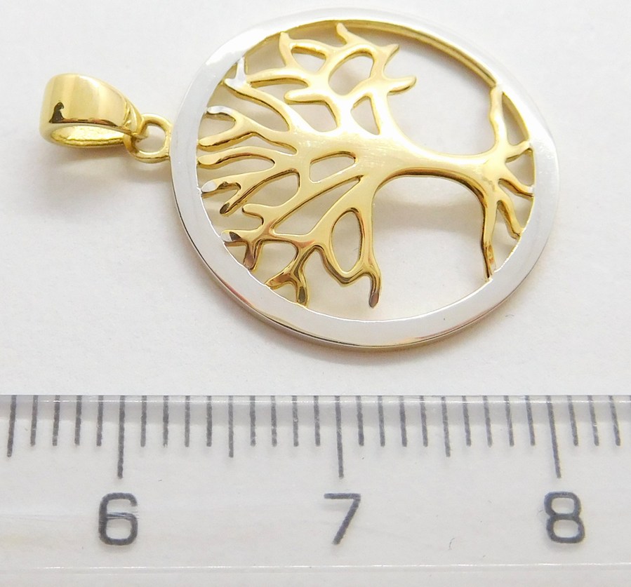 Klenoty Budín Zlatý přívěsek z bílého a žlutého zlata STROM ŽIVOTA 585/1,52gr H745