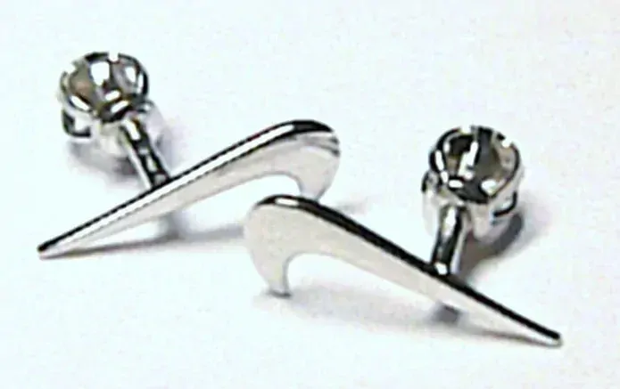 Klenoty Budín Zlaté pecičky - pecky náušnice bílé zlato tvar NIKE na šroubek 585/0,48gr 331041013