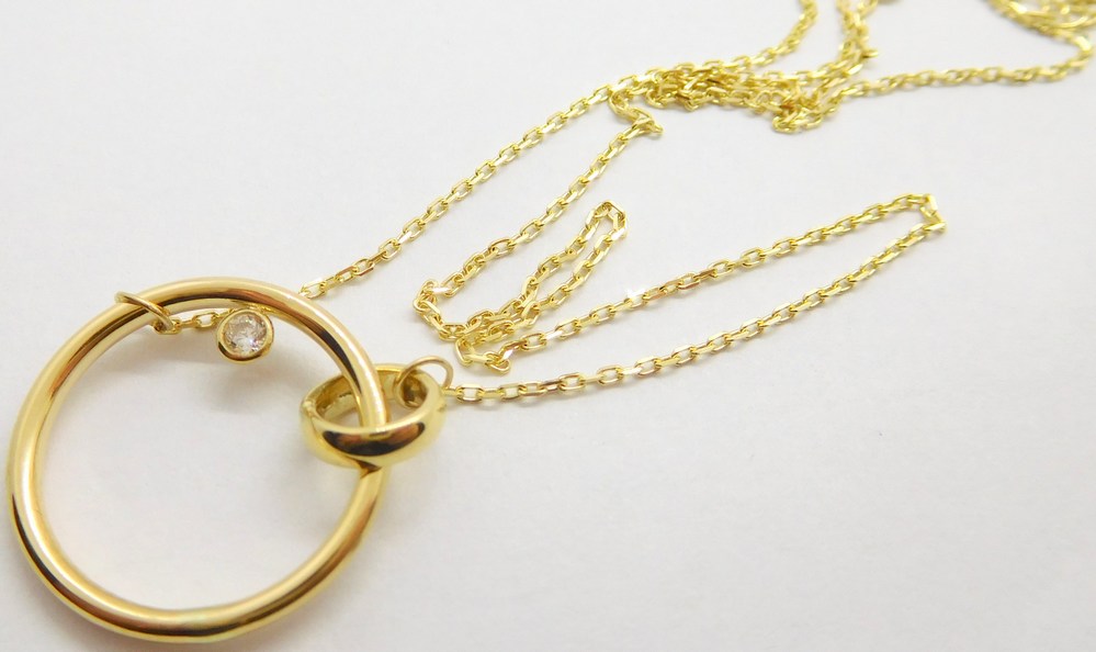 Klenoty Budín Zlatá souprava ze žlutého zlata s kruhem a zirkonem 585/2,22gr 42+3cm HK4033