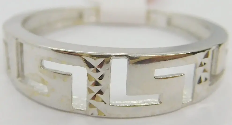 Klenoty Budín Dámský prsten z bílého zlata s gravírováním - řecký typ 585/1,70gr vel. 56 HK1148