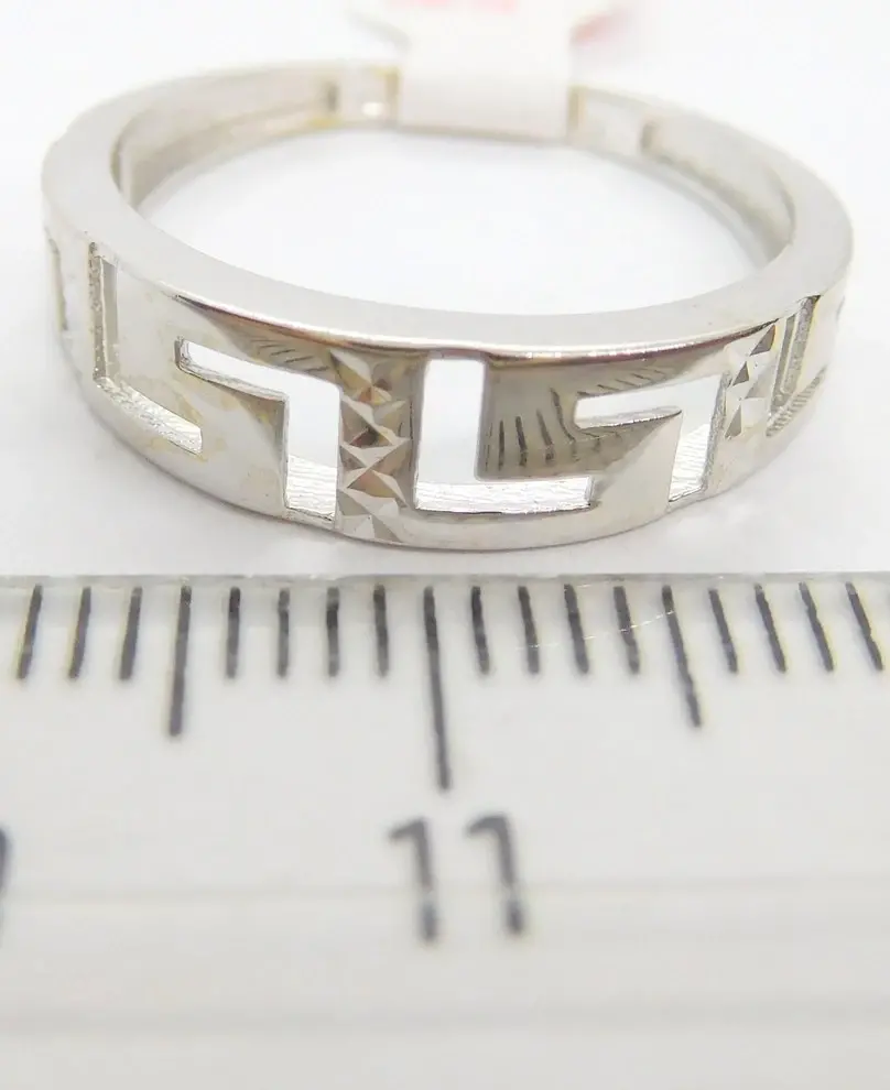 Klenoty Budín Dámský prsten z bílého zlata s gravírováním - řecký typ 585/1,70gr vel. 56 HK1148