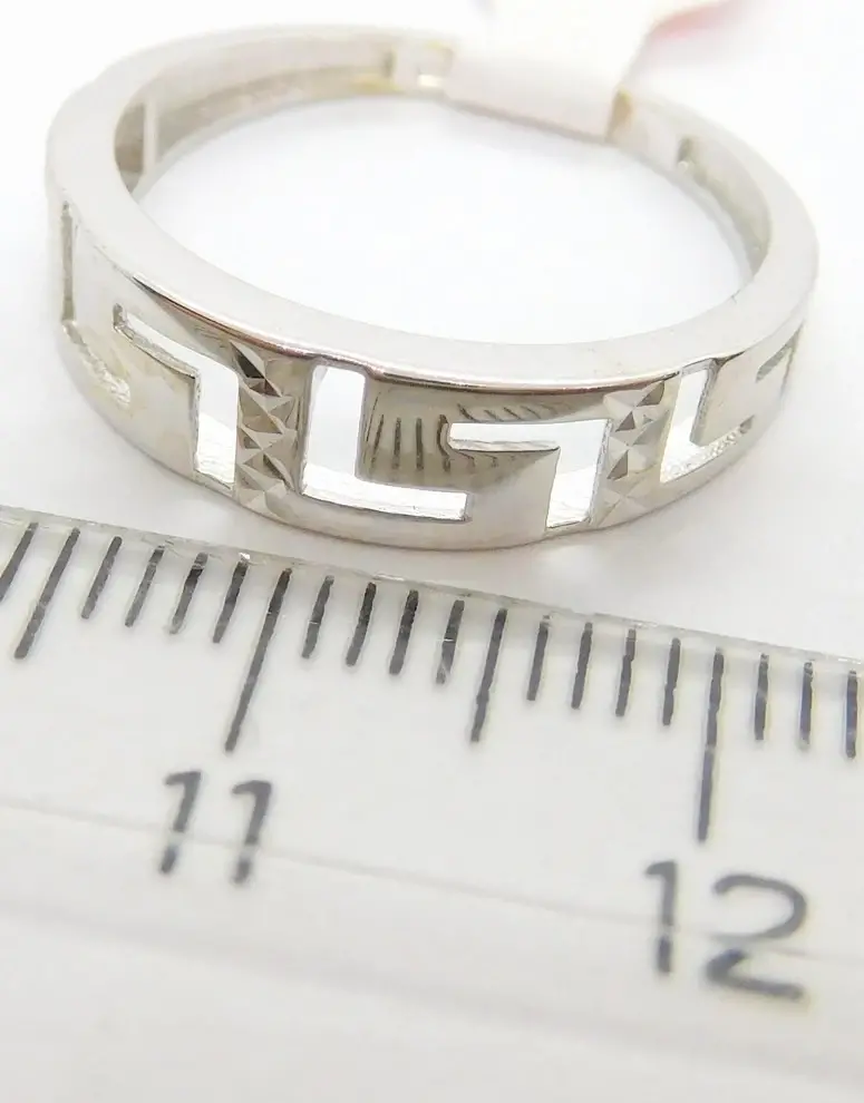 Klenoty Budín Dámský prsten z bílého zlata s gravírováním - řecký typ 585/1,70gr vel. 56 HK1148