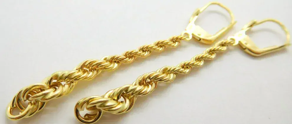 Klenoty Budín Dámské visací řetízkové zlaté náušnice na patent 585/2,10gr HK2252