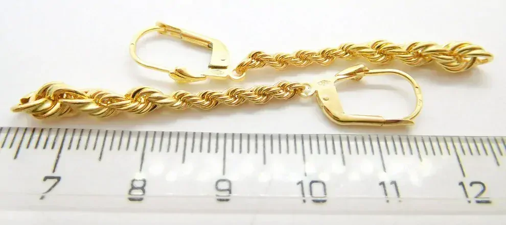 Klenoty Budín Dámské visací řetízkové zlaté náušnice na patent 585/2,10gr HK2252