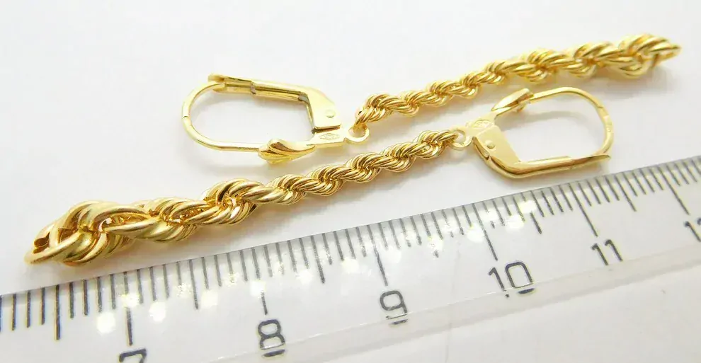 Klenoty Budín Dámské visací řetízkové zlaté náušnice na patent 585/2,10gr HK2252