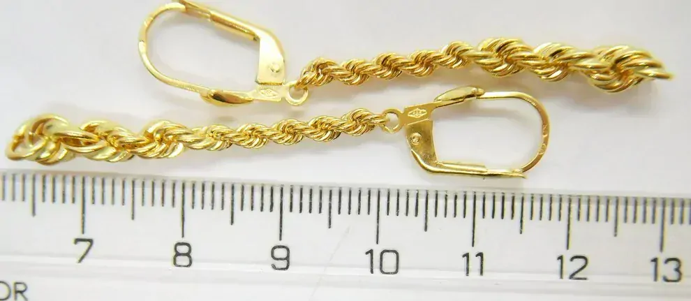 Klenoty Budín Dámské visací řetízkové zlaté náušnice na patent 585/2,10gr HK2252