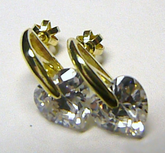 Klenoty Budín Mohutné luxusní zlaté náušnice s velkými srdíčky (zirkony) 585/2,92gr 236041045