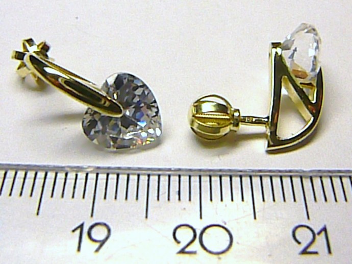 Klenoty Budín Mohutné luxusní zlaté náušnice s velkými srdíčky (zirkony) 585/2,92gr 236041045