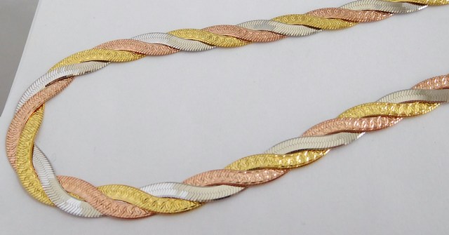 Klenoty Budín Stříbrný pletený náramek - růžové a žluté zlacení 19cm 5,93gr 0306477