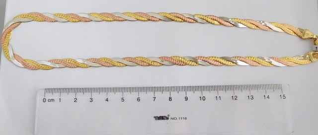 Klenoty Budín Stříbrný pletený náramek - růžové a žluté zlacení 19cm 5,93gr 0306477