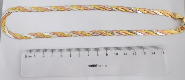 Klenoty Budín Stříbrný pletený náhrdelník - růžové a žluté zlacení 50cm 15,33gr 0306478