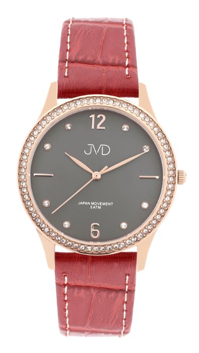 Dámské čitelné elegantní náramkové hodinky JVD J4175.2 se zirkony na lunetě