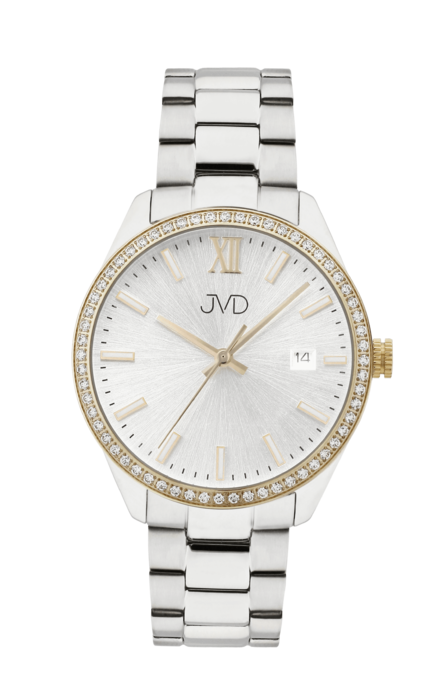 Dámské náramkové designové hodinky JVD JVD JG1011.3 se zirkony na okolo číselníku