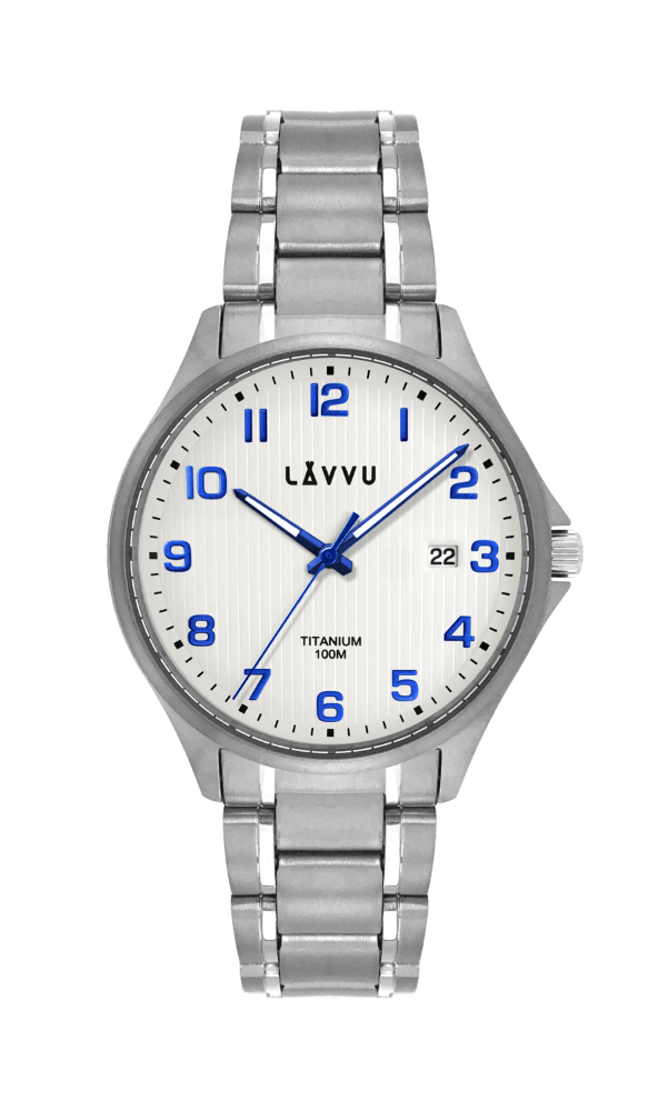 Titanové hodinky se safírovým sklem LAVVU TITANIUM LILLEHAMMER White LWM0150