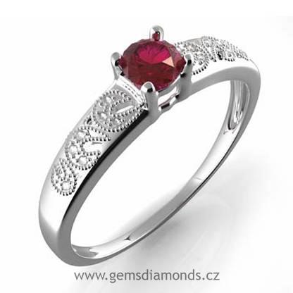 Zlatý GEMS prsten s diamanty, almandýn, bílé zlato, Johana 3860308