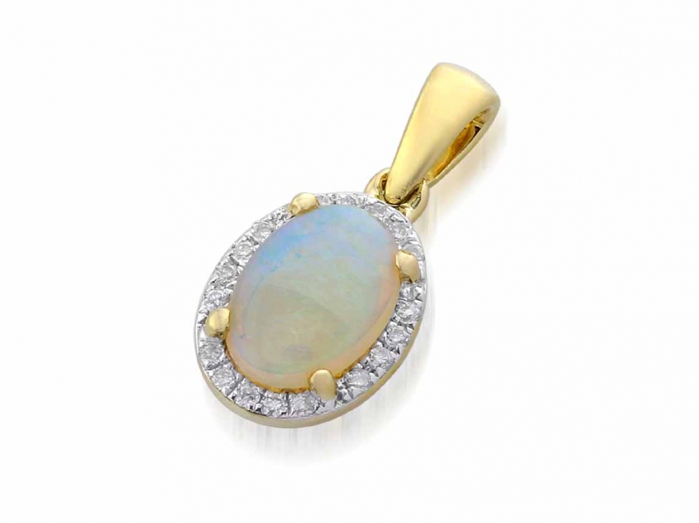 Přívěsk s diamantem, žluté zlato briliant, opál 3820557-0-0-89