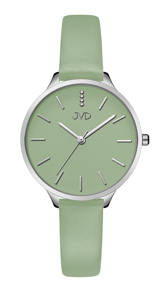 JVD Zelené dámské módní designové hodinky JVD JZ201.10 s řemínkem z pravé kůže