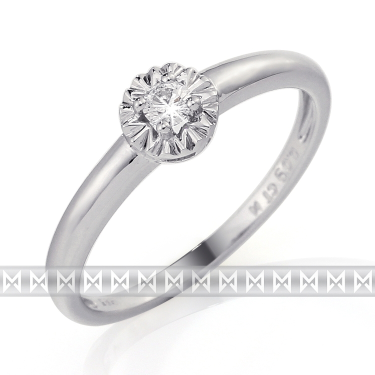 Klenoty Budín Zásnubní diamantový prsten z bílého zlata s velkým diamantem 1ks 0,08ct 3861323