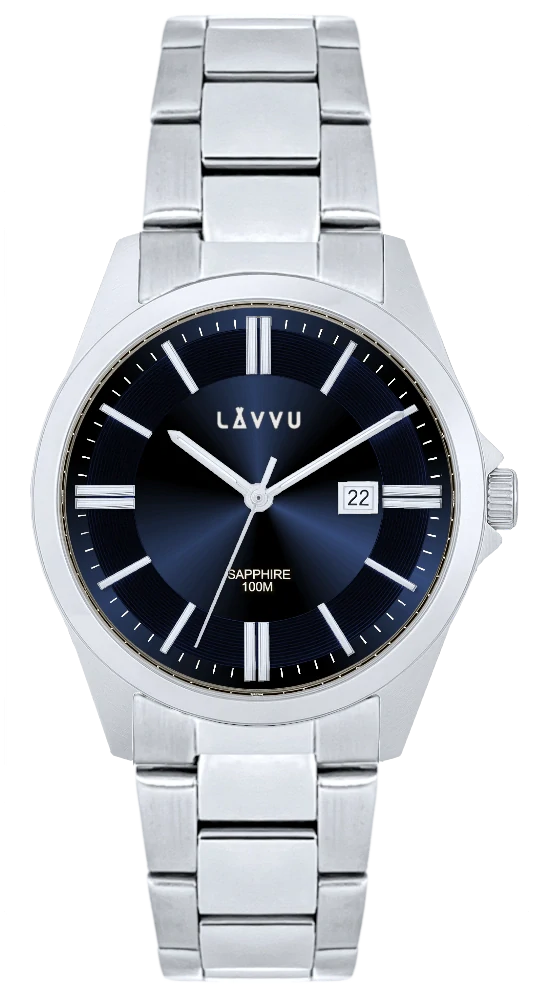 LAVVU Pánské náramkové hodinky se safírovým sklem HALLAND Blue LWM0300